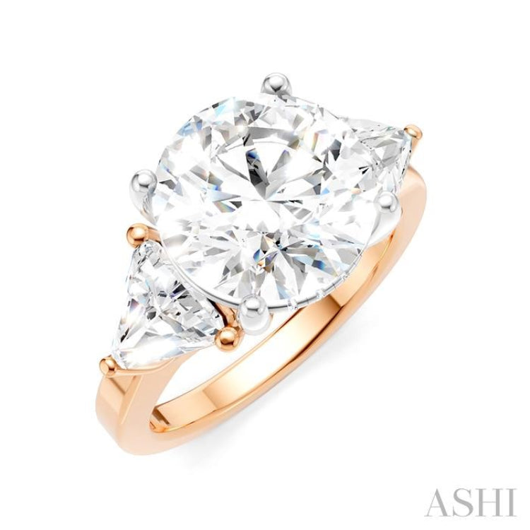 1 Ctw Circular Shape Trillion and Round Cut Diamond Semi-Mount Engagement Ring in 14K Rose and White Gold