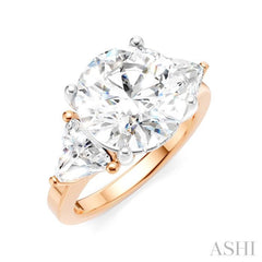 1 Ctw Circular Shape Trillion and Round Cut Diamond Semi-Mount Engagement Ring in 14K Rose and White Gold