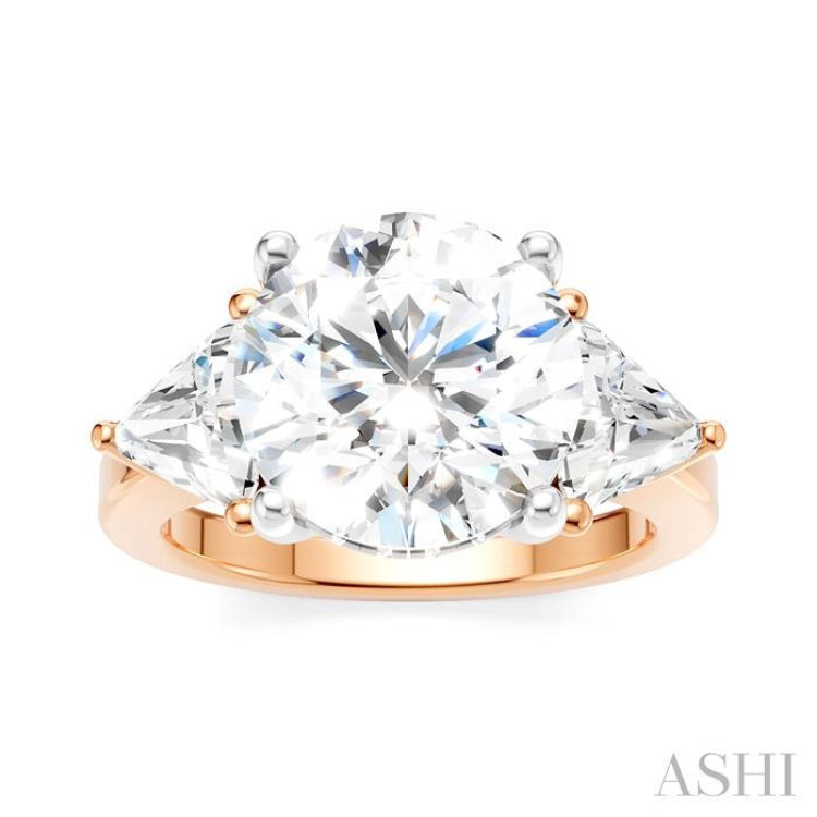 1 Ctw Circular Shape Trillion and Round Cut Diamond Semi-Mount Engagement Ring in 14K Rose and White Gold