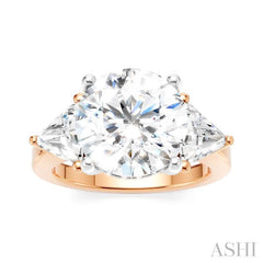 1 Ctw Circular Shape Trillion and Round Cut Diamond Semi-Mount Engagement Ring in 14K Rose and White Gold