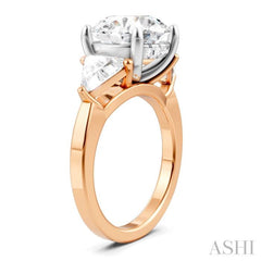 1 Ctw Circular Shape Trillion and Round Cut Diamond Semi-Mount Engagement Ring in 14K Rose and White Gold