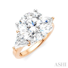 1 Ctw Circular Shape Trillion and Round Cut Diamond Semi-Mount Engagement Ring in 14K Rose and White Gold