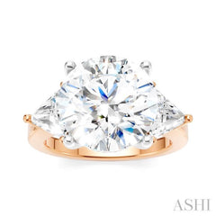 1 Ctw Circular Shape Trillion and Round Cut Diamond Semi-Mount Engagement Ring in 14K Rose and White Gold