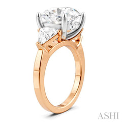 1 Ctw Circular Shape Trillion and Round Cut Diamond Semi-Mount Engagement Ring in 14K Rose and White Gold