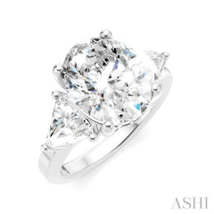 1 Ctw Oval Shape Trillion Cut & Round Cut Diamond Semi-Mount Engagement Ring in 14K White Gold