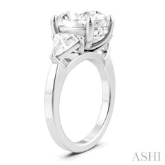 1 Ctw Oval Shape Trillion Cut & Round Cut Diamond Semi-Mount Engagement Ring in 14K White Gold