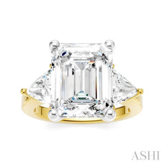 1 Ctw Emerald Shape Trillion and Round Cut Diamond Semi-Mount Engagement Ring in 14K yellow and White Gold