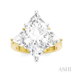 1 Ctw Marquise Shape Trillion and Round Cut Diamond Semi-Mount Engagement Ring in 14K Yellow and White Gold