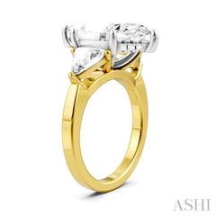 1 Ctw Marquise Shape Trillion and Round Cut Diamond Semi-Mount Engagement Ring in 14K Yellow and White Gold