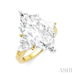 1 Ctw Marquise Shape Trillion and Round Cut Diamond Semi-Mount Engagement Ring in 14K Yellow and White Gold