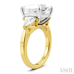 1 Ctw Princess Shape Trillion Cut & Round Cut Diamond Semi-Mount Engagement Ring in 14K Yellow and White Gold