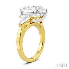 1 Ctw Pear Shape Trillion Cut & Round Cut Diamond Semi-Mount Engagement Ring in 14K Yellow and White Gold