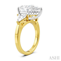 1 Ctw Pear Shape Trillion Cut & Round Cut Diamond Semi-Mount Engagement Ring in 14K Yellow and White Gold