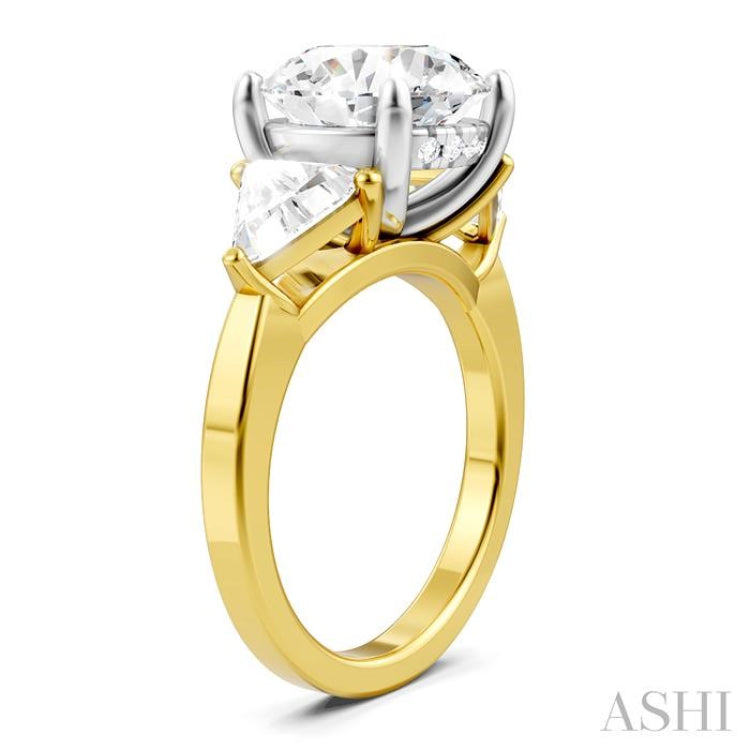 1 Ctw Circular Shape Trillion and Round Cut Diamond Semi-Mount Engagement Ring in 14K Yellow and White Gold