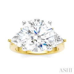 1 Ctw Circular Shape Trillion and Round Cut Diamond Semi-Mount Engagement Ring in 14K Yellow and White Gold