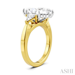 1/2 Ctw Marquise Shape Trillion and Round Cut Diamond Semi-Mount Engagement Ring in 14K Yellow and White Gold