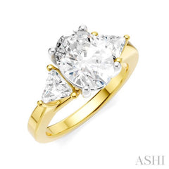 1/2 Ctw Oval Shape Trillion Cut & Round Cut Diamond Semi-Mount Engagement Ring in 14K Yellow and White Gold