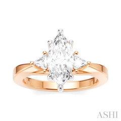 1/4 Ctw Marquise Shape Trillion and Round Cut Diamond Semi-Mount Engagement Ring in 14K Rose and White Gold