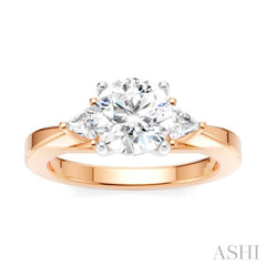 1/4 Ctw Circular Shape Trillion and Round Cut Diamond Semi-Mount Engagement Ring in 14K Rose and White Gold