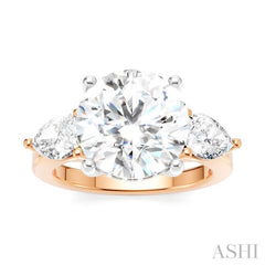 1 Ctw Tri-Mount Circular Shape Center Pear and Round Cut Diamond Semi-Mount Engagement Ring in 14K Rose and White Gold