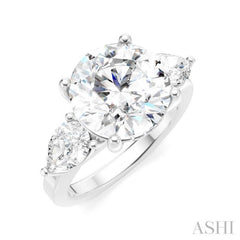 1 Ctw Tri-Mount Circular Shape Center Pear and Round Cut Diamond Semi-Mount Engagement Ring in 14K White Gold
