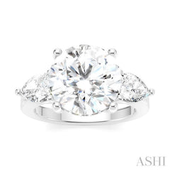 1 Ctw Tri-Mount Circular Shape Center Pear and Round Cut Diamond Semi-Mount Engagement Ring in 14K White Gold