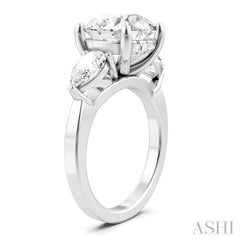 1 Ctw Tri-Mount Circular Shape Center Pear and Round Cut Diamond Semi-Mount Engagement Ring in 14K White Gold