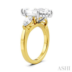 1 Ctw Tri-Mount Marquise Shape Center Pear and Round Cut Diamond Semi-Mount Engagement Ring in 14K Yellow and White Gold