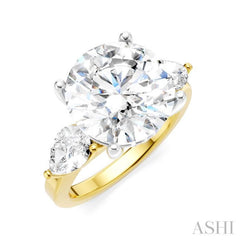 1 Ctw Tri-Mount Circular Shape Center Pear and Round Cut Diamond Semi-Mount Engagement Ring in 14K Yellow and White Gold