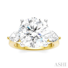 1 Ctw Tri-Mount Circular Shape Center Pear and Round Cut Diamond Semi-Mount Engagement Ring in 14K Yellow and White Gold