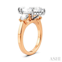 1 Ctw Tri-Mount Marquise Shape Center Round Cut Diamond Semi-Mount Engagement Ring in 14K Rose and White Gold