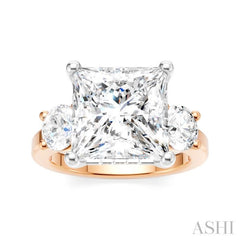 1 Ctw Tri-Mount Princess Shape Round Cut Diamond Semi-Mount Engagement Ring in 14K Rose and White Gold