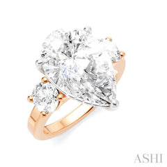 1 Ctw Tri-Mount Pear Shape Round Cut Diamond Semi-Mount Engagement Ring in 14K Rose and White Gold
