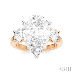 1 Ctw Tri-Mount Pear Shape Round Cut Diamond Semi-Mount Engagement Ring in 14K Rose and White Gold