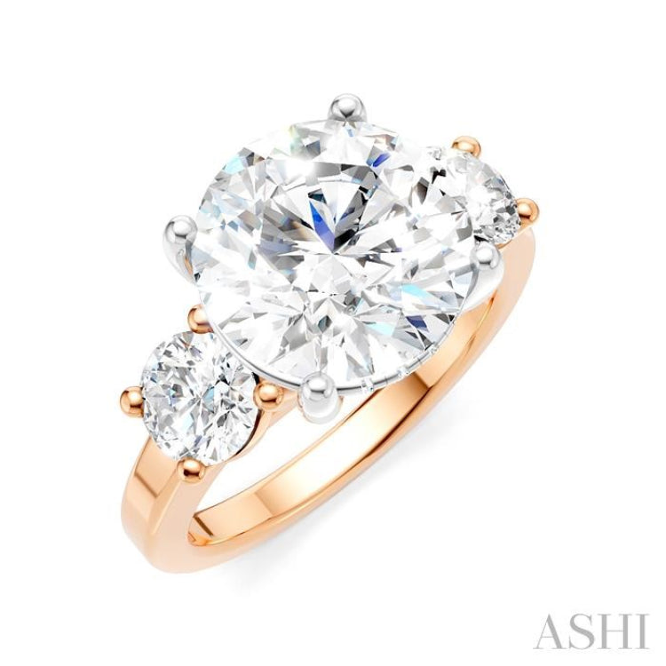 1 Ctw Tri-Mount Past, Present and Future Round Cut Diamond Semi-Mount Engagement Ring in 14K Rose and White Gold