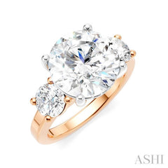 1 Ctw Tri-Mount Past, Present and Future Round Cut Diamond Semi-Mount Engagement Ring in 14K Rose and White Gold