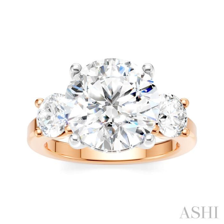 1 Ctw Tri-Mount Past, Present and Future Round Cut Diamond Semi-Mount Engagement Ring in 14K Rose and White Gold