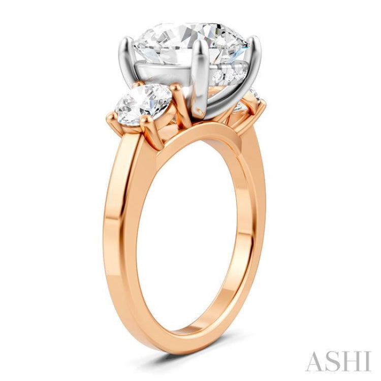 1 Ctw Tri-Mount Past, Present and Future Round Cut Diamond Semi-Mount Engagement Ring in 14K Rose and White Gold