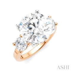 1 Ctw Tri-Mount Past, Present and Future Round Cut Diamond Semi-Mount Engagement Ring in 14K Rose and White Gold