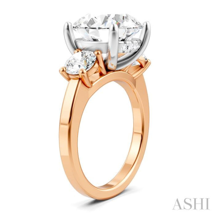1 Ctw Tri-Mount Past, Present and Future Round Cut Diamond Semi-Mount Engagement Ring in 14K Rose and White Gold