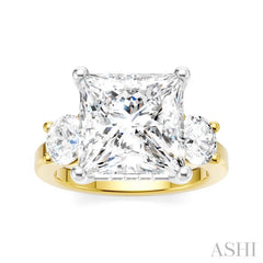 1 Ctw Tri-Mount Princess Shape Round Cut Diamond Semi-Mount Engagement Ring in 14K Yellow and White Gold