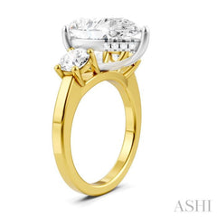 1 Ctw Tri-Mount Pear Shape Round Cut Diamond Semi-Mount Engagement Ring in 14K yellow and White Gold