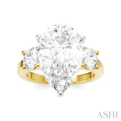 1 Ctw Tri-Mount Pear Shape Round Cut Diamond Semi-Mount Engagement Ring in 14K Yellow and White Gold