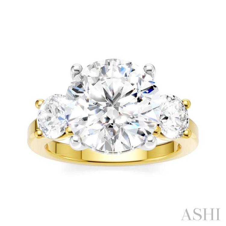 1 Ctw Tri-Mount Past, Present and Future Round Cut Diamond Semi-Mount Engagement Ring in 14K Yellow and White Gold