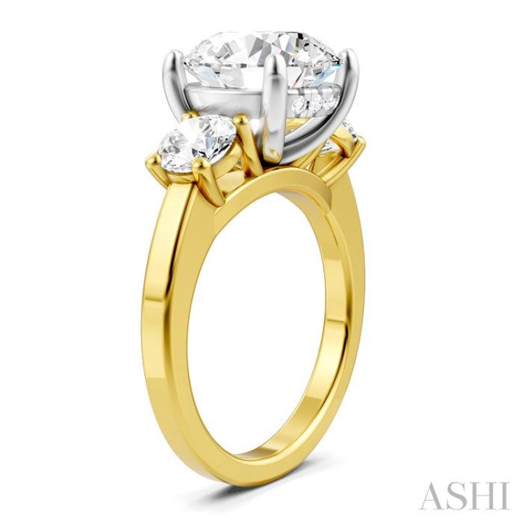 1 Ctw Tri-Mount Past, Present and Future Round Cut Diamond Semi-Mount Engagement Ring in 14K Yellow and White Gold