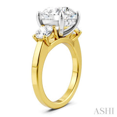 1 Ctw Tri-Mount Past, Present and Future Round Cut Diamond Semi-Mount Engagement Ring in 14K Yellow and White Gold