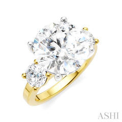 1 Ctw Tri-Mount Past, Present and Future Round Cut Diamond Semi-Mount Engagement Ring in 14K Yellow and White Gold