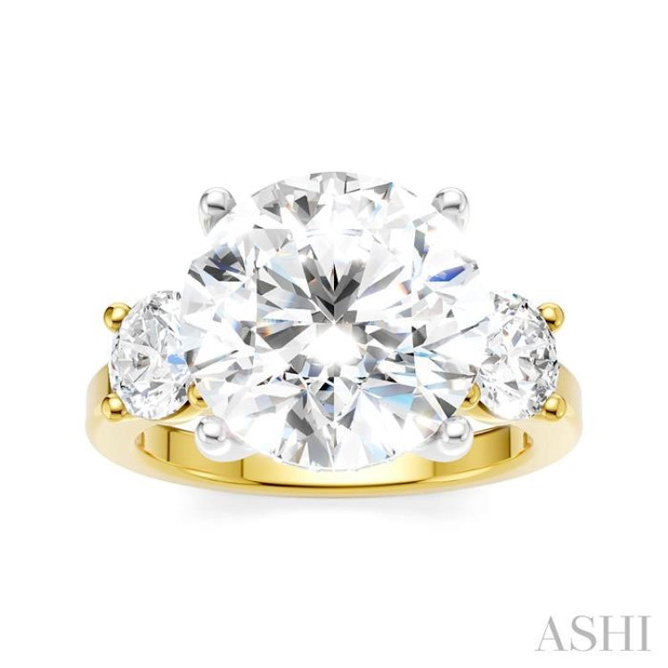 1 Ctw Tri-Mount Past, Present and Future Round Cut Diamond Semi-Mount Engagement Ring in 14K Yellow and White Gold