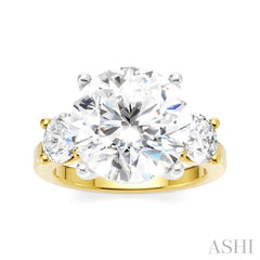 1 Ctw Tri-Mount Past, Present and Future Round Cut Diamond Semi-Mount Engagement Ring in 14K Yellow and White Gold