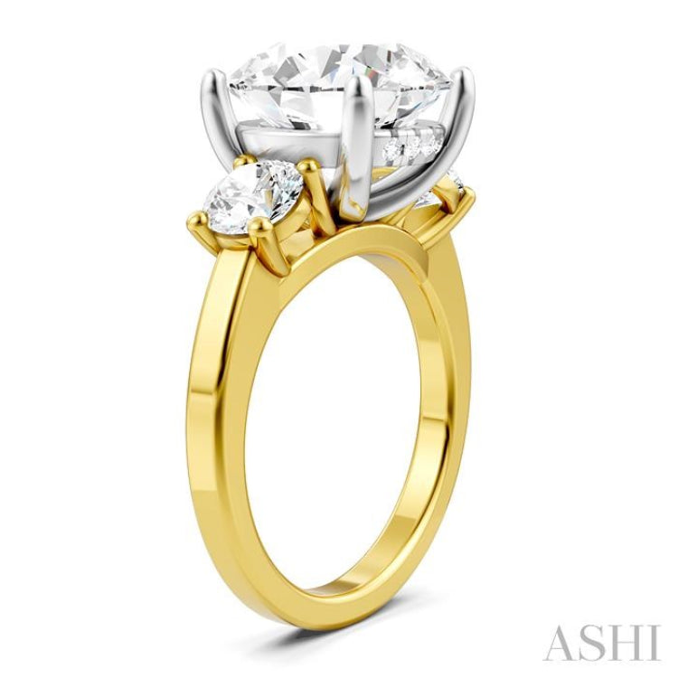1 Ctw Tri-Mount Past, Present and Future Round Cut Diamond Semi-Mount Engagement Ring in 14K Yellow and White Gold